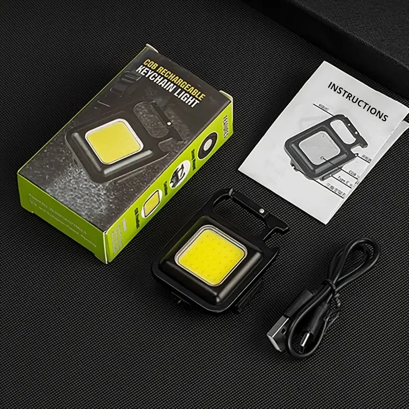 Ultra-Bright Mini LED Flashlight - Rechargeable, Compact Keychain Design - Multifunctional Work Light for Outdoor Adventures, Camping Excursions, and Car Emergencies