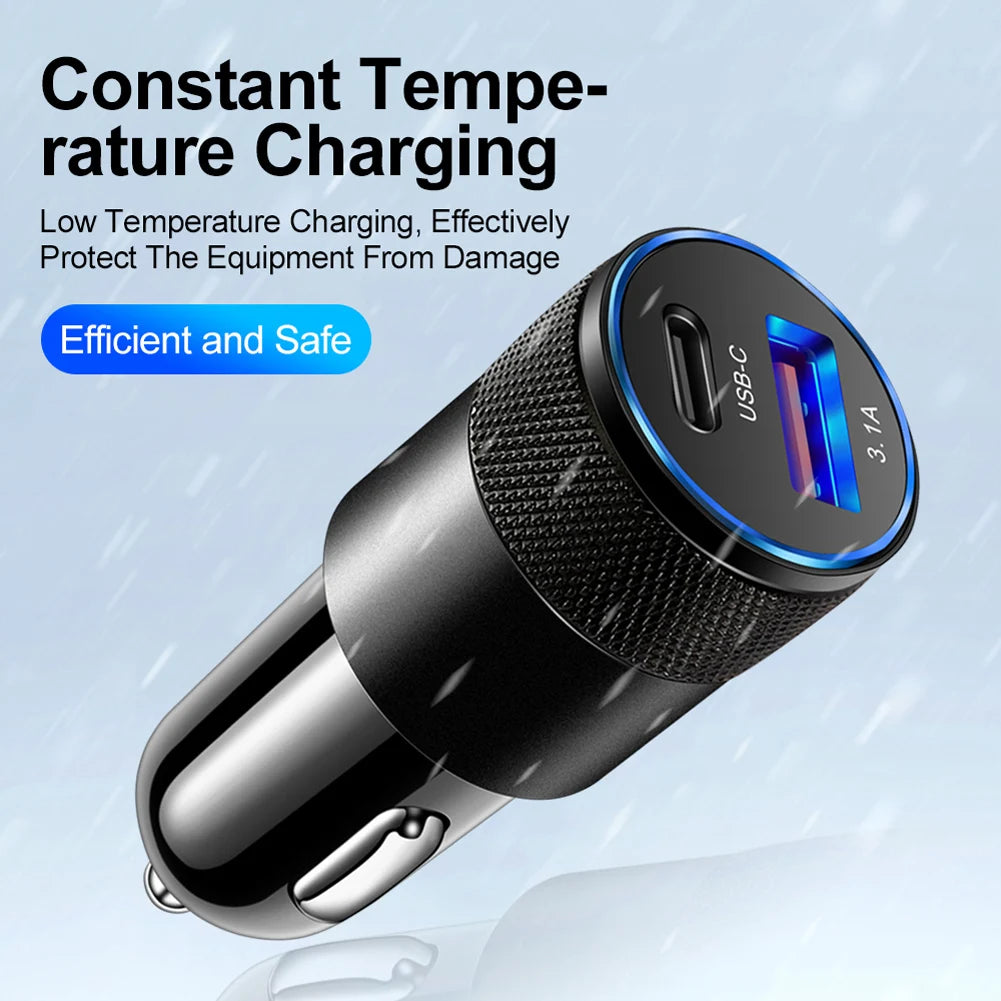 66W USB Car Charger 3.0 USB Type- C- Fast Charging Phone Adapter For Iphone Laptops Tablets Car Electronics Accessories