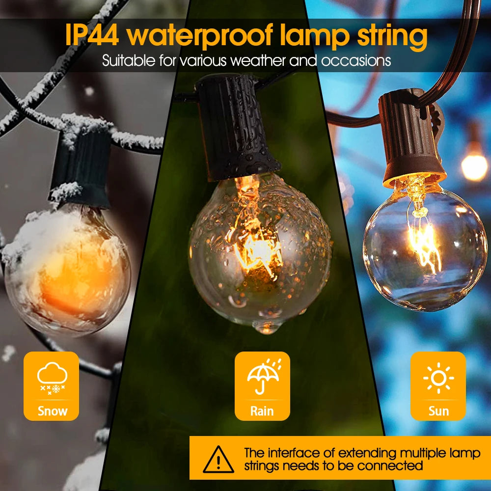 Outdoor String Lights,30FT Globe Patio Lighting G40 Bulbs Waterproof Shatterproof for Backyard Garden Porch Christmas Party