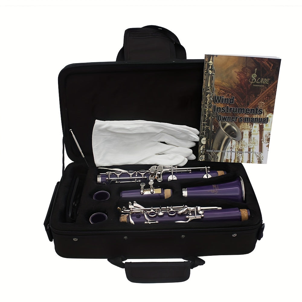 SLADE Reed Clarinet B Flat ABS Tube 17 Keys Ring 6 Keys Dark Blue (SLADE Reed Cloth Box + Standard)