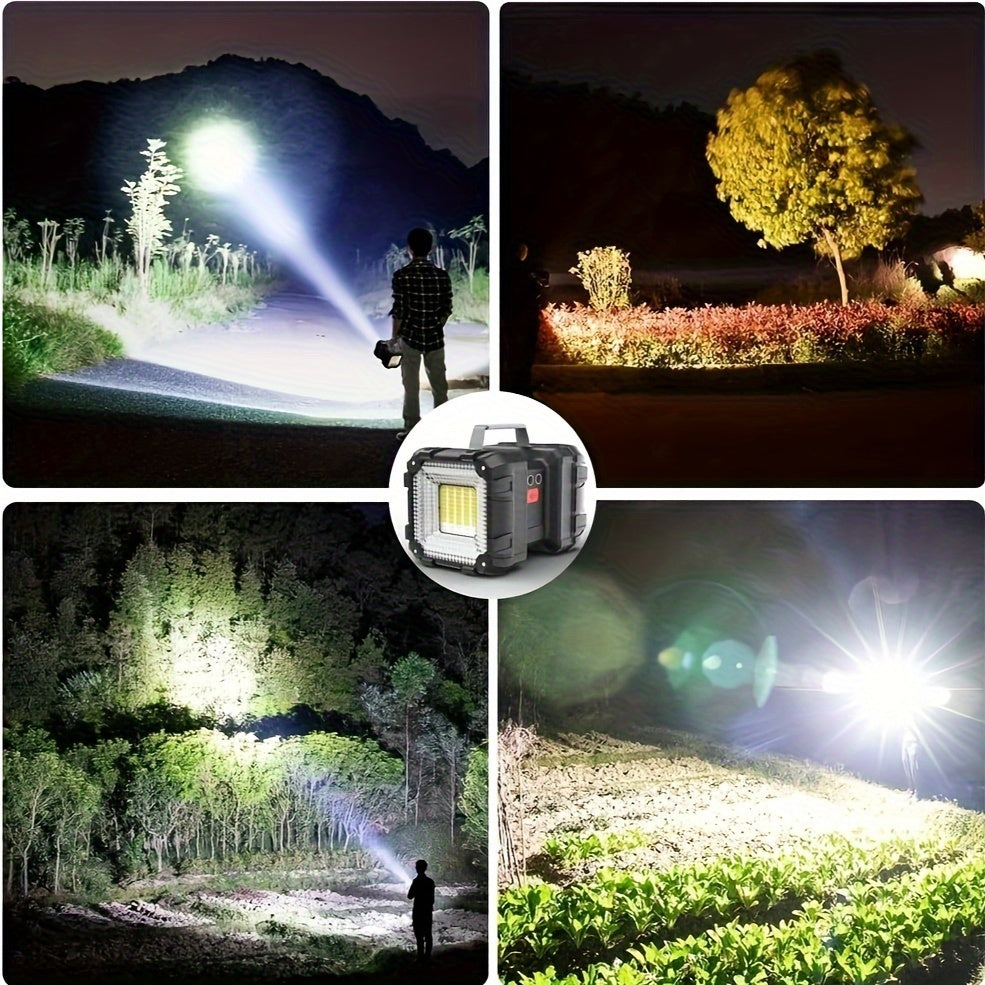 1PC USB Rechargeable Handheld Flashlight for Camping Mutilfunctional Portable Searchlight with P70 LED +55 SMD Lamp Beads, 7 Light Modes, USB Port Output