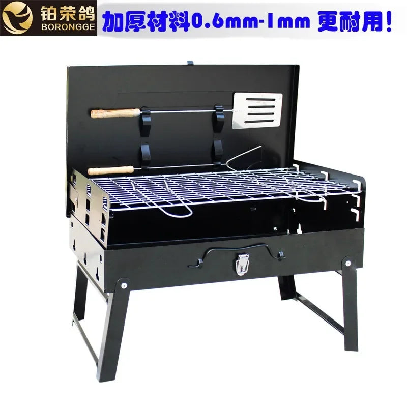 Folding Grill Fire Pit Stainless Steel Charcoal Grill Barbecue Tool Portable Deck Smoker For Park Picnic Cooking Camping Stove