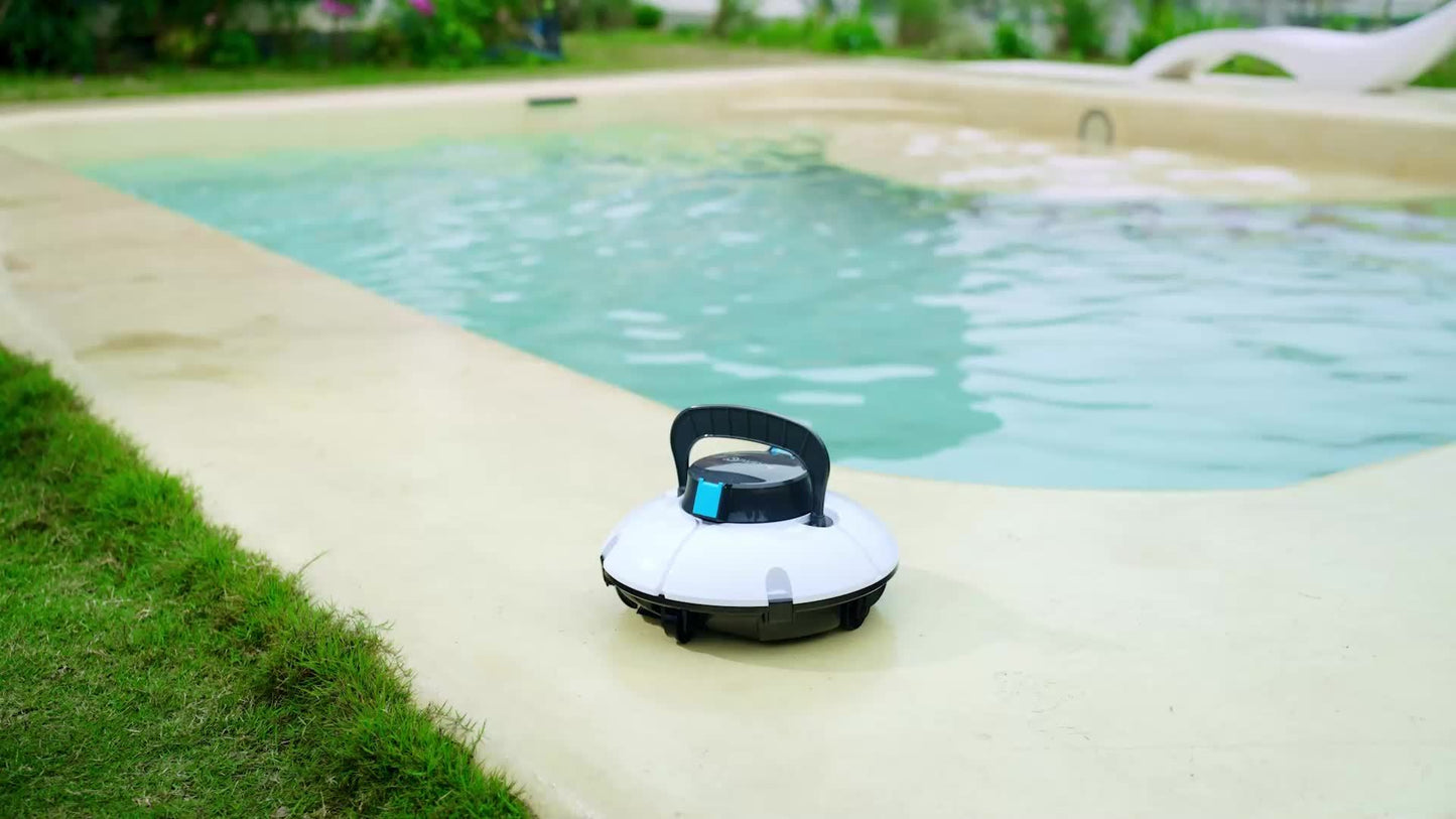 540 Sq Ft Cordless Robot Pool Vacuum Cleaner - Automatic, Transparent Design, Powerful Dual Motors, Long-Lasting Battery Life - WYBOT Metal and Plastic Construction