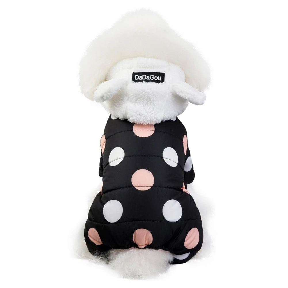 Winter Pet Hoodies Sweatshirt Cotton Clothes Dot Coat Super Warm Jumpsuit For Puppy Small Dogs Chihuahua Doggie Jacket Jumpsuit