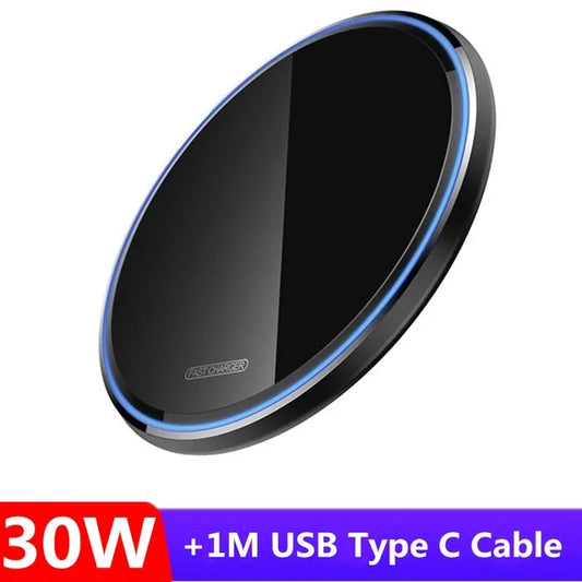 30W Wireless Charger Induction Dock Station Fast Charging Pad For iPhone 14 13 12 11 XS XR X 8 Airpods 3 Pro 2 Samsung S22 S21