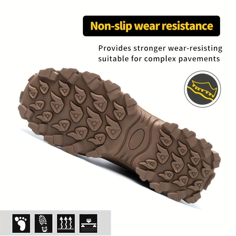 Steel Toe Work Shoes - Ultra-Protective, Piercing-Resistant, Puncture-Proof, and Anti-Skid with Advanced Breathability and Lightweight Design - Mens High-Top Safety Shoes for Heavy-Duty Work Environments