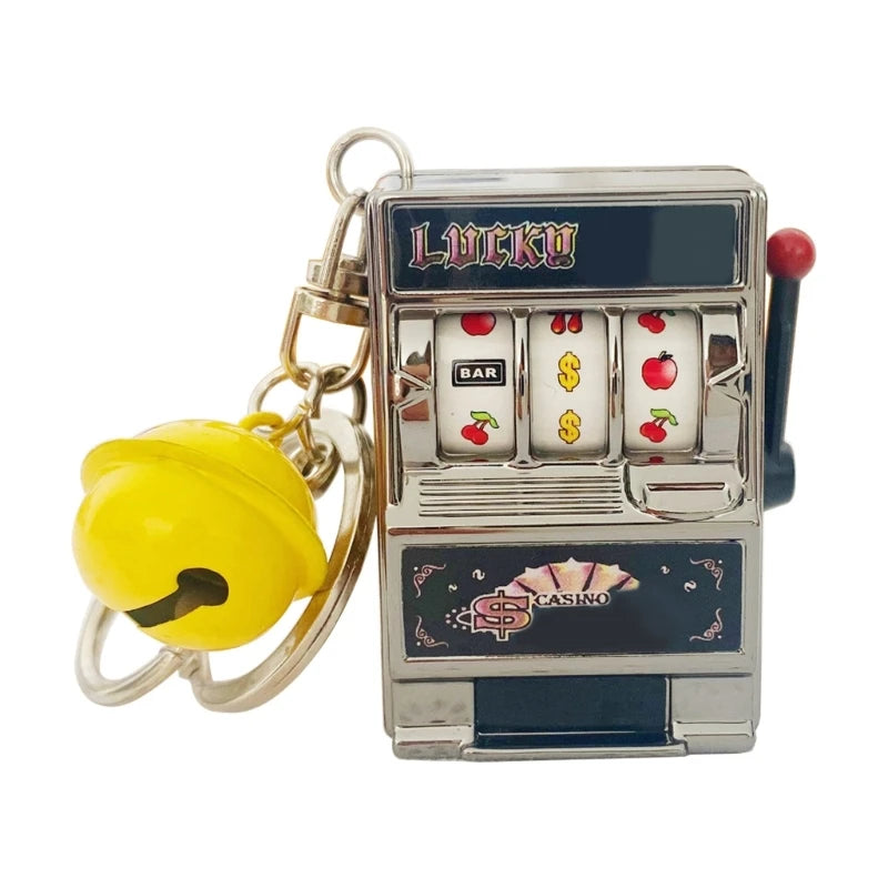 Fruit Slot Machine Keychain Lucky Charm Jackpot Keychains Mini Casino Pendant Bag Charm Novelty Gifts for Kids Adults