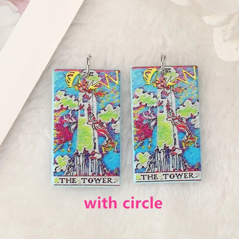 8Pcs /Lot Tarot Card Charms Creative Acrylic Sun Moon And Lovers Jewelry For Necklace Keychain Diy