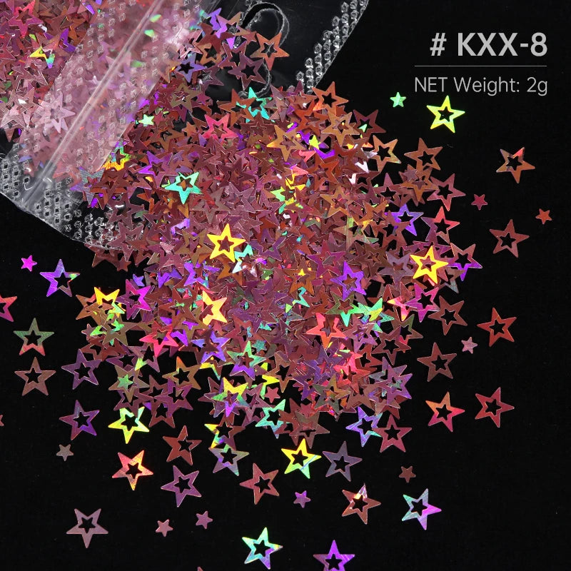 Ultra-thin Holographic Glitter Flakes For Epoxy Resin Mold Filling Hollow Star Sequins Craft DIY Accessories Nail Art Decoration