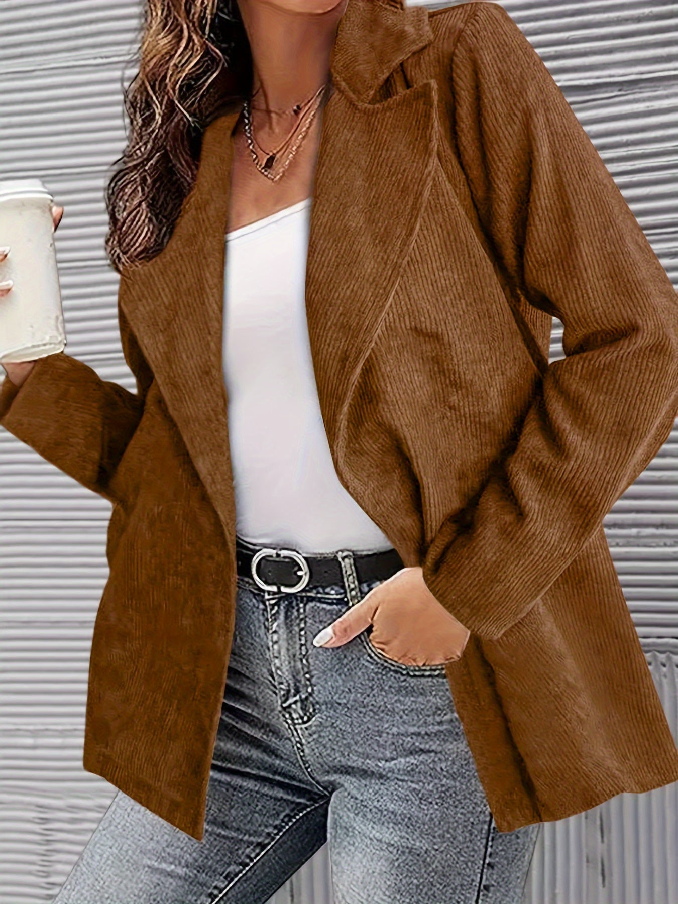 Chic & Elegant Women’s Blazer - Versatile Solid Color, Casual Lapel Design, Long Sleeve, All-Season Comfort