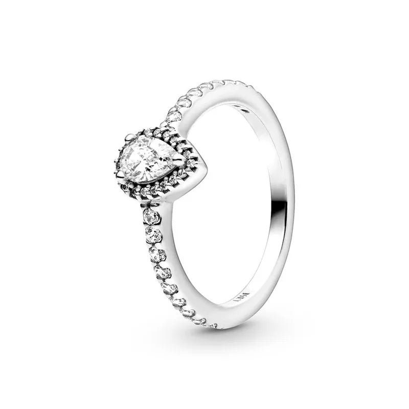 New 925 Silver Ring Sparkling Crown Solitaire Ring Double Heart Ring For Women Engagement Ring Jewelry Anniversary Gift