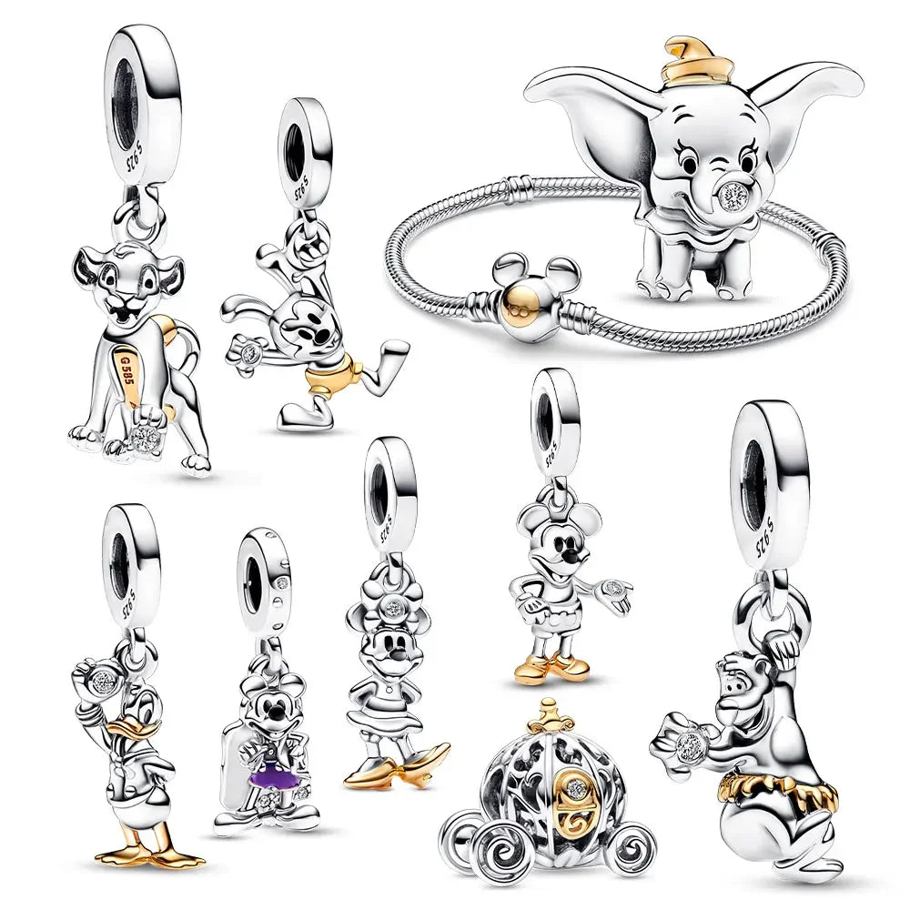 New Sterling Silver Charm 100th anniversary pendant Fit Original Pandora Bracelet Herocross Disney Micky Women DIY jewelry gift