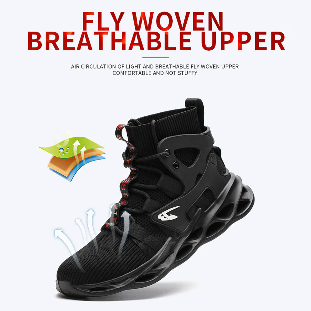Mens Durable Steel Toe Safety Work Shoes - Advanced Puncture-Resistant & Anti-Slip - Lightweight Breathable Knit for Industrial & Construction Sneakers