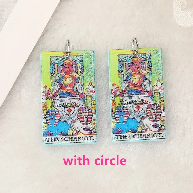 8Pcs /Lot Tarot Card Charms Creative Acrylic Sun Moon And Lovers Jewelry For Necklace Keychain Diy