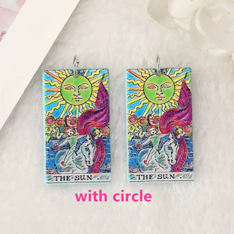 8Pcs /Lot Tarot Card Charms Creative Acrylic Sun Moon And Lovers Jewelry For Necklace Keychain Diy