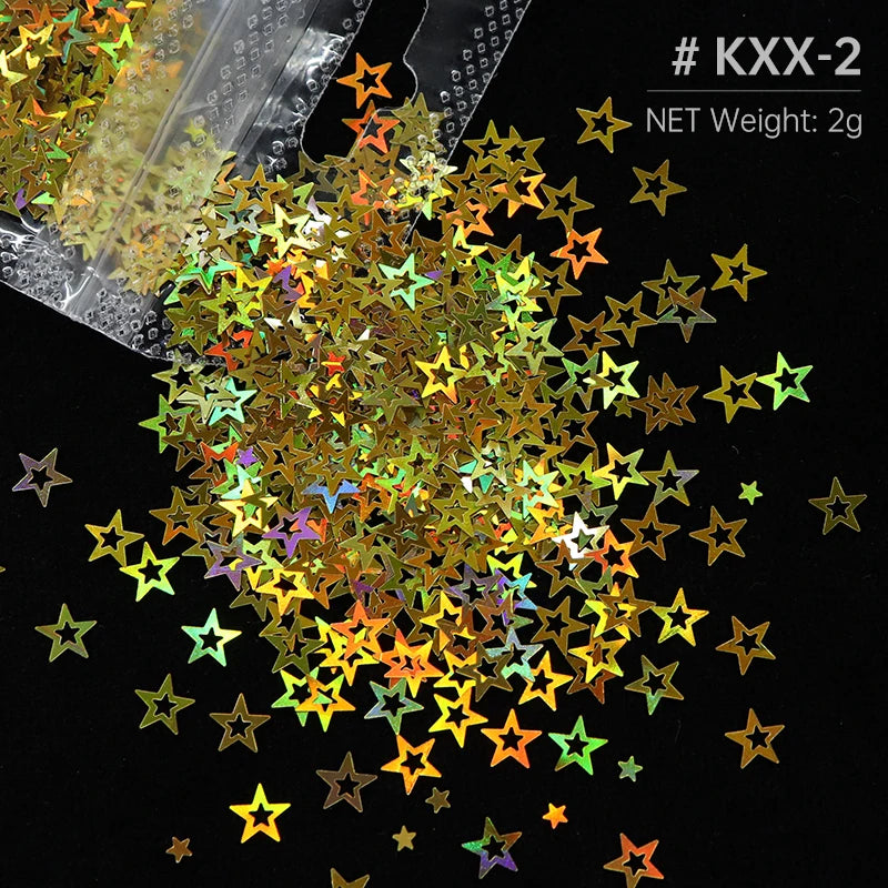 Ultra-thin Holographic Glitter Flakes For Epoxy Resin Mold Filling Hollow Star Sequins Craft DIY Accessories Nail Art Decoration