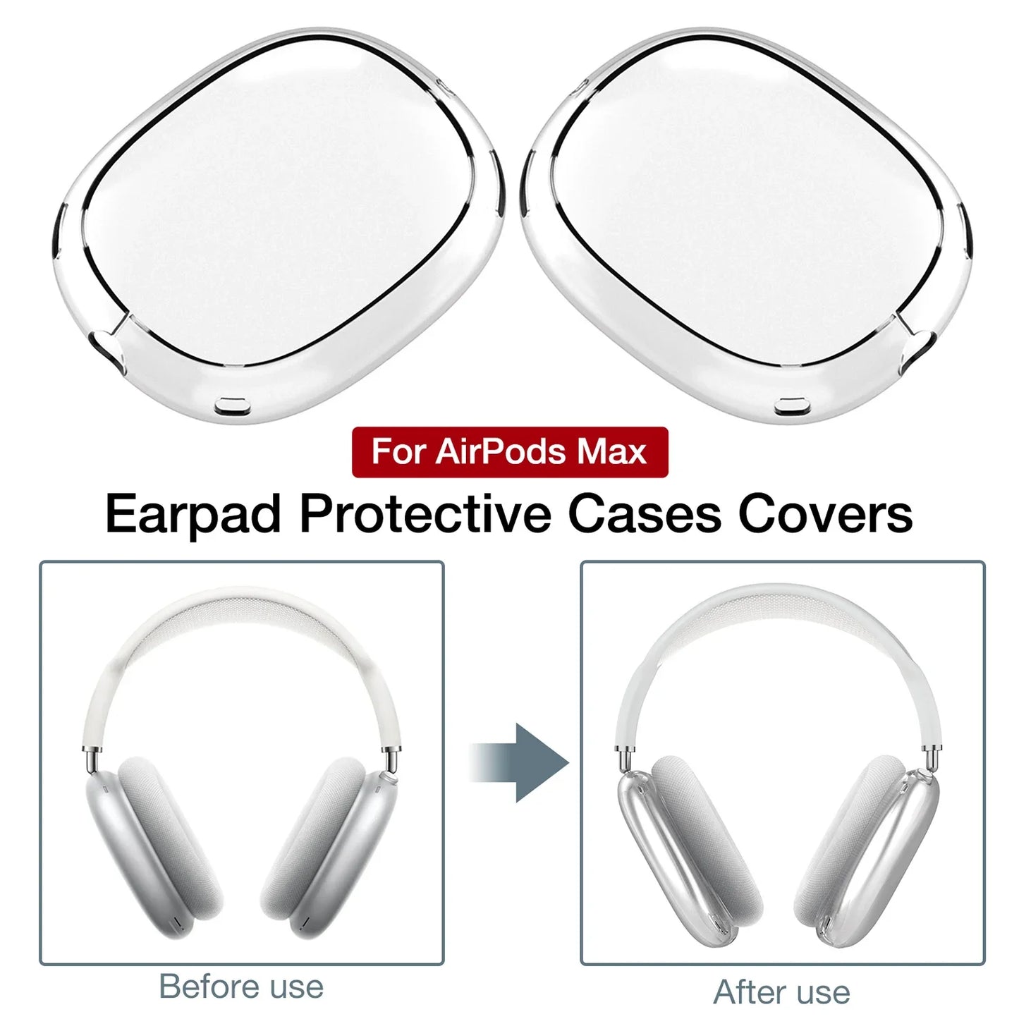 For Air Pods Max Transparent Case Protective Cover Headset Skin Cover Anti-Scratch For AirPods Headset Transparent Protect Shell
