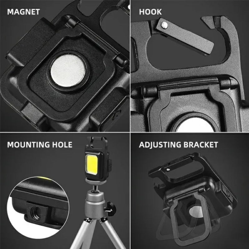 Ultra-Bright Mini LED Flashlight - Rechargeable, Compact Keychain Design - Multifunctional Work Light for Outdoor Adventures, Camping Excursions, and Car Emergencies