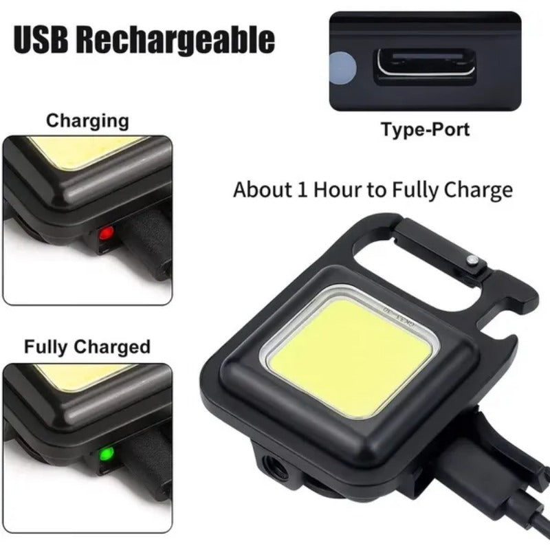 Ultra-Bright Mini LED Flashlight - Rechargeable, Compact Keychain Design - Multifunctional Work Light for Outdoor Adventures, Camping Excursions, and Car Emergencies