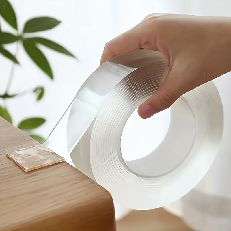 Strong Grip Nano Tape: Transparent, Reusable & Washable Double-Sided Adhesive - Ideal for Home Organizing & Decor