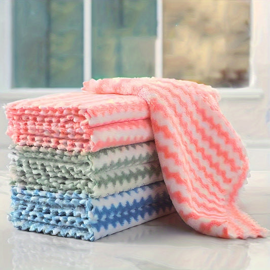 5-Piece Ultra-Soft Microfiber Cleaning Cloths - Absorbent & Reusable, Perfect for Kitchen, Bathroom, and Auto - Home and Commercial Use Compatible