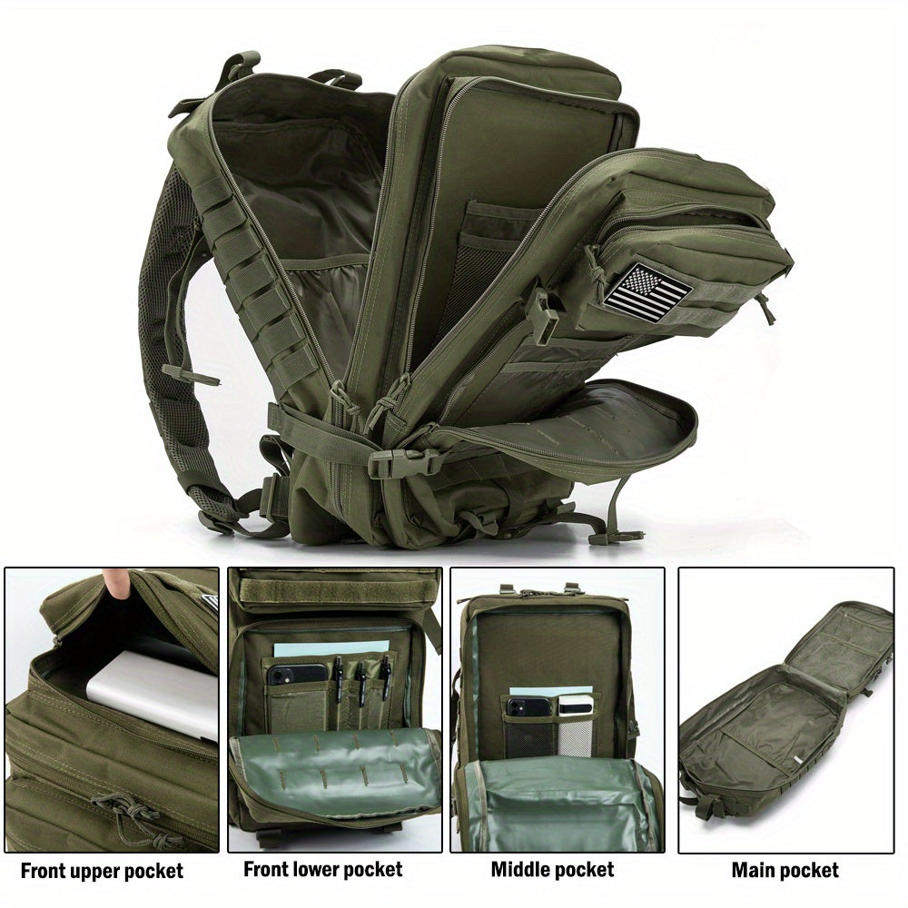 45L Premium Military Tactical Backpack - Durable Molle System, Versatile Army Assault Pack, Ideal 3 Day Bug Out Bag for Hiking, Trekking - Bold Army Green Rucksack