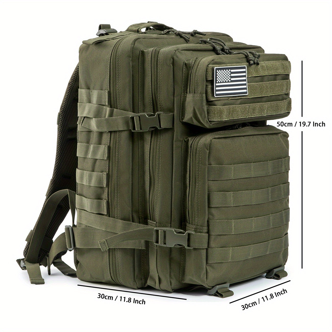 45L Premium Military Tactical Backpack - Durable Molle System, Versatile Army Assault Pack, Ideal 3 Day Bug Out Bag for Hiking, Trekking - Bold Army Green Rucksack
