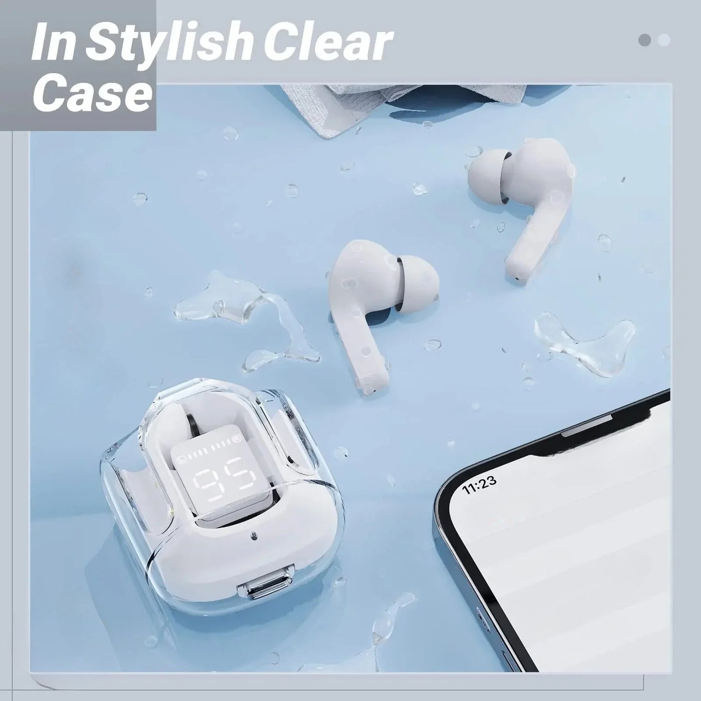 TWS Wireless Headset Transparent Cabin Headset Power Digital Display Headset Wireless Gaming Headset