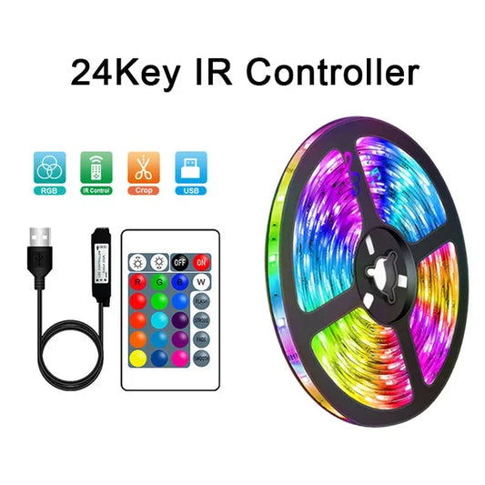 RGB 5050 Led Strip Lights 5V USB 24Keys Bluetooth Wifi Control Flexible Ribbon Color Change Led Lamp Tape for Room Decoration