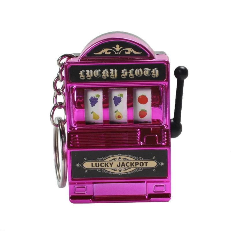 Fruit Slot Machine Keychain Lucky Charm Jackpot Keychains Mini Casino Pendant Bag Charm Novelty Gifts for Kids Adults
