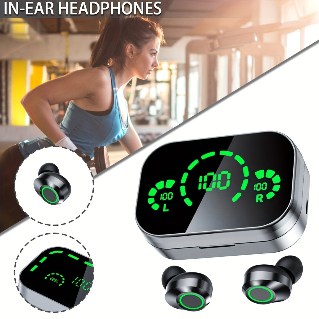 2024 New Three-screen Intelligent Digital Display Power Wireless Earphones, High-end Fashionable Mirror Earphones, Sports Game Music Earphones, Mobile Phone Emergency Charging