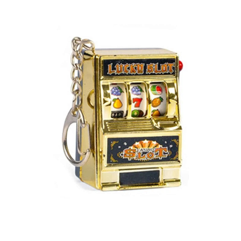 Fruit Slot Machine Keychain Lucky Charm Jackpot Keychains Mini Casino Pendant Bag Charm Novelty Gifts for Kids Adults