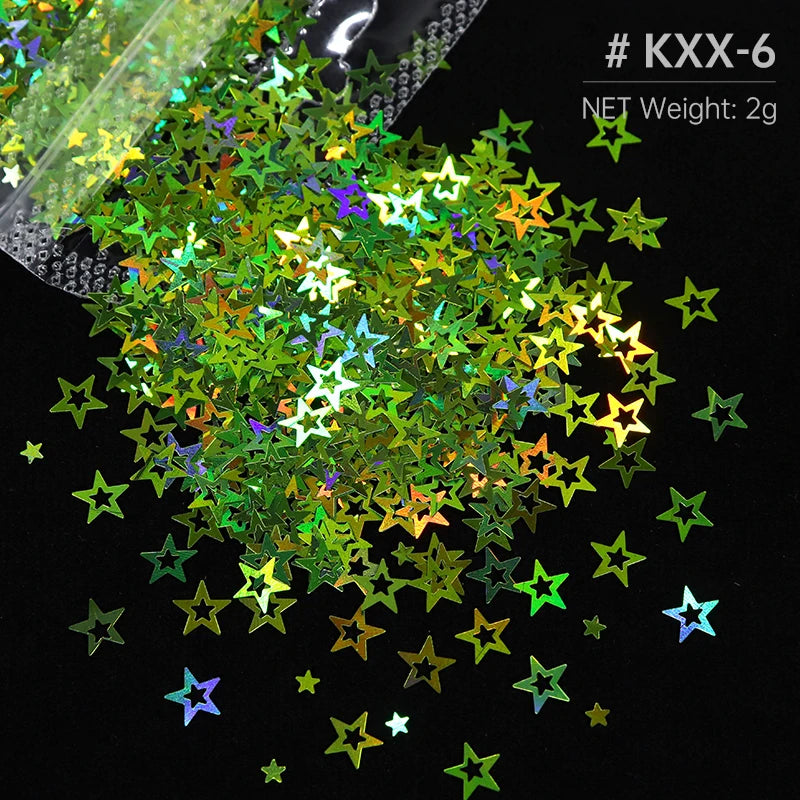 Ultra-thin Holographic Glitter Flakes For Epoxy Resin Mold Filling Hollow Star Sequins Craft DIY Accessories Nail Art Decoration
