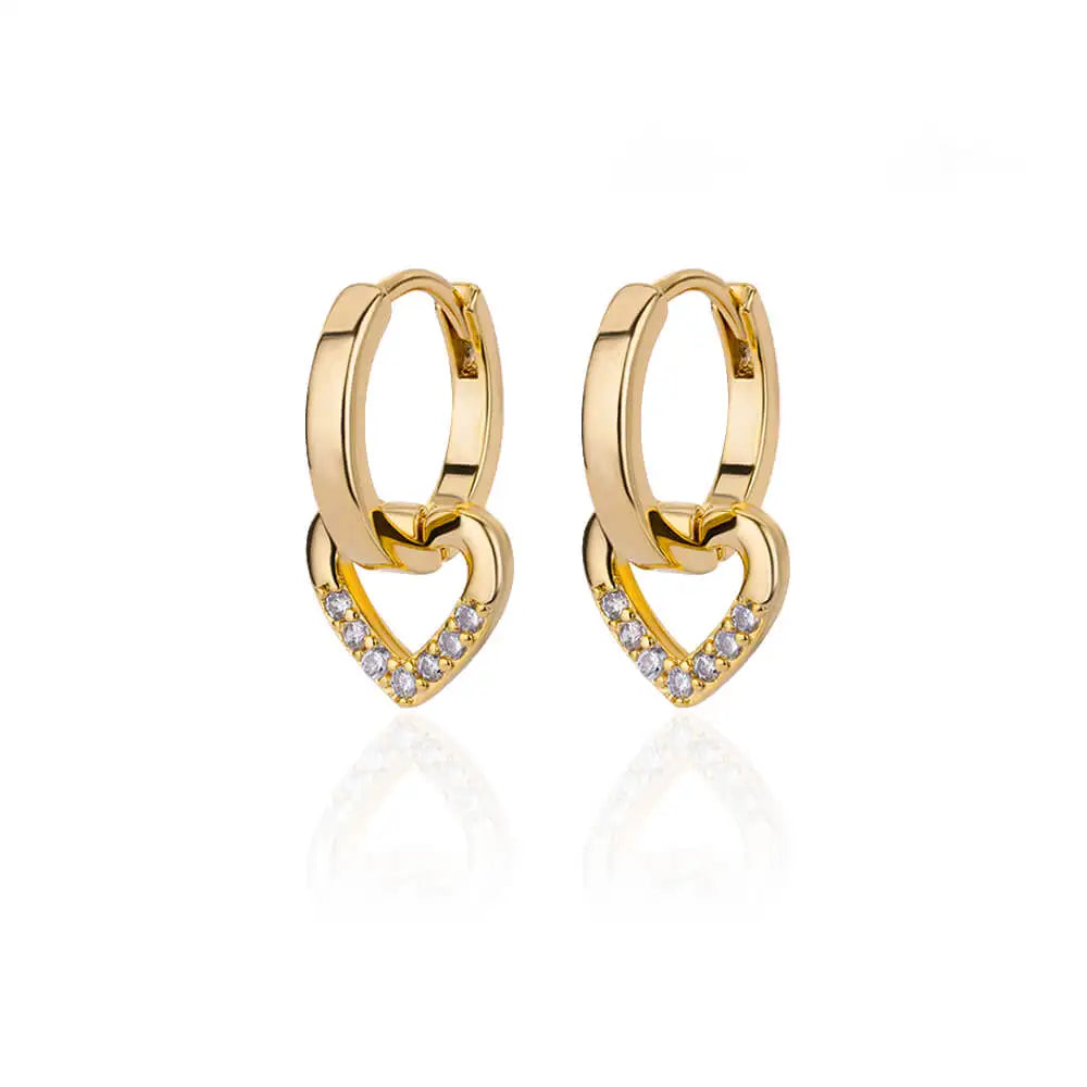 Zircon Round Hoop Earrings for Women Stainless Steel Round Circle Heart Evil Blue Earring Female Fashion Party Jewelry Gift BFF