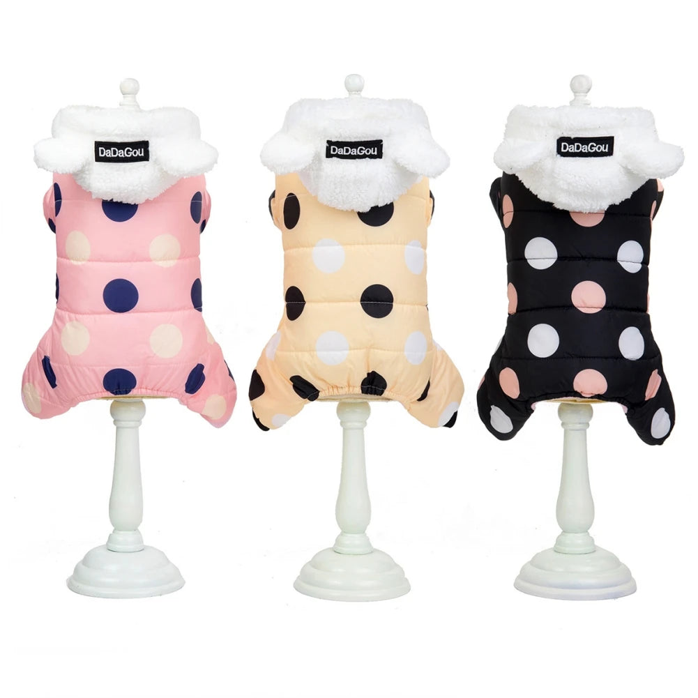 Winter Pet Hoodies Sweatshirt Cotton Clothes Dot Coat Super Warm Jumpsuit For Puppy Small Dogs Chihuahua Doggie Jacket Jumpsuit