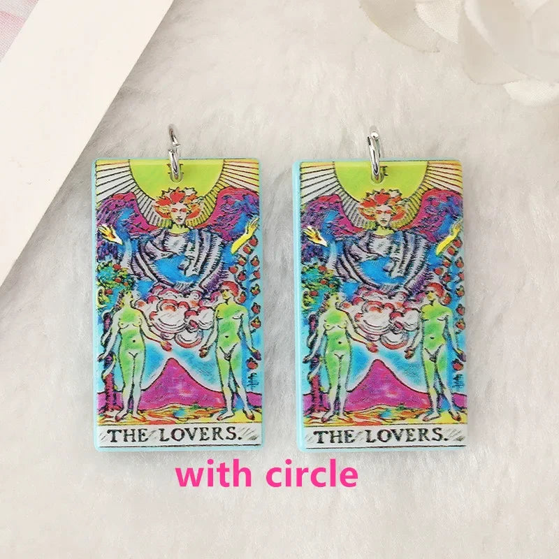 8Pcs /Lot Tarot Card Charms Creative Acrylic Sun Moon And Lovers Jewelry For Necklace Keychain Diy