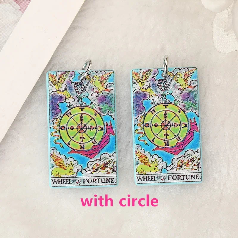 8Pcs /Lot Tarot Card Charms Creative Acrylic Sun Moon And Lovers Jewelry For Necklace Keychain Diy