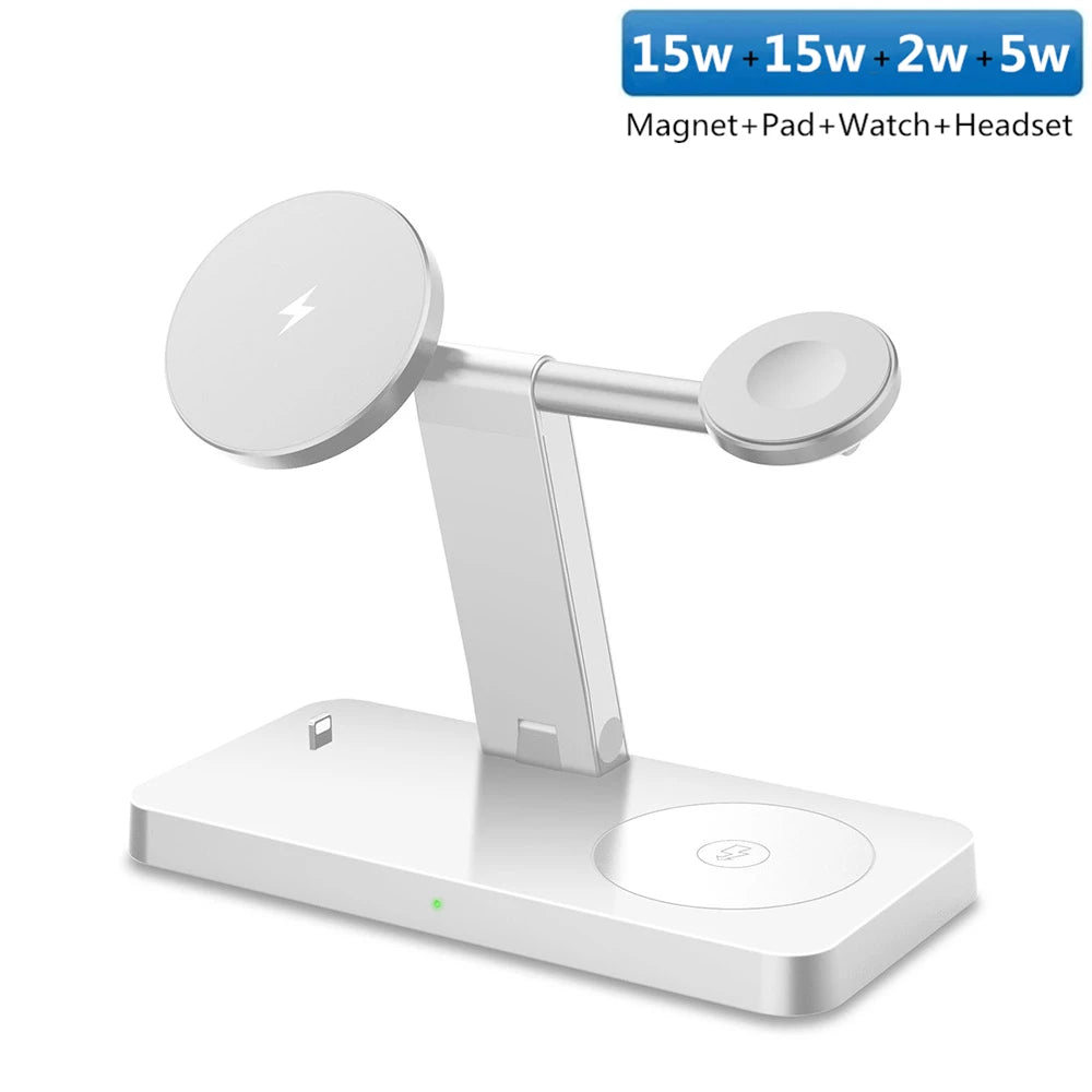 35W Magnetic Wireless Charger Stand Dock For iPhone 15 14 13 Pro Max Mini Apple iWatch 9 8 7 Airpods 3 PD Fast Charging Station