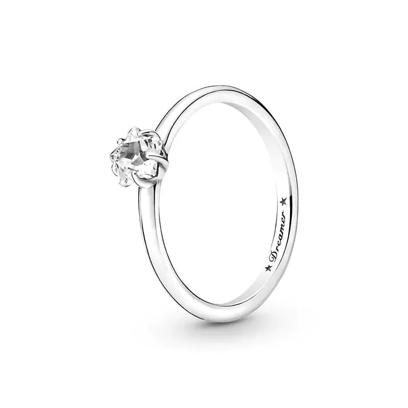 New 925 Silver Ring Sparkling Crown Solitaire Ring Double Heart Ring For Women Engagement Ring Jewelry Anniversary Gift
