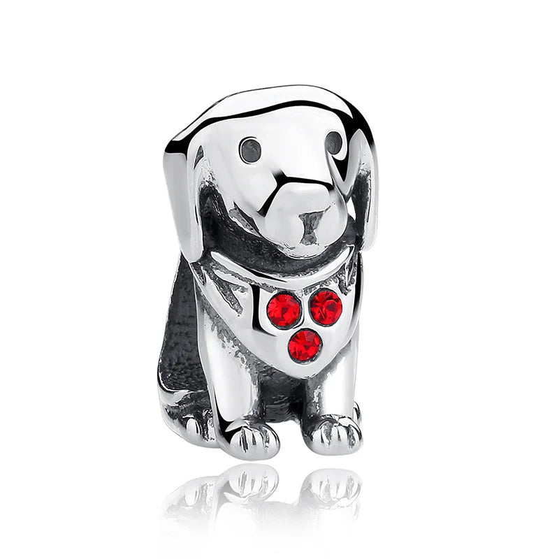 New 925 Sterling Silver Cute Pet Dog Husky Shiba inu dog Paw baby DIY Bead Fit Original Pendant Charm Bracelet Lady Jewelry Gift