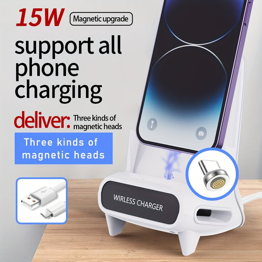 15W Rapid Charge Universal Wireless Phone Holder - Portable Mini Chair Design with High-Def Loud Speaker - Qi-Certified Desktop Stand for Enhanced Audio Convenience