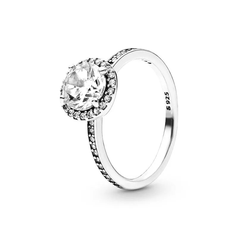New 925 Silver Ring Sparkling Crown Solitaire Ring Double Heart Ring For Women Engagement Ring Jewelry Anniversary Gift