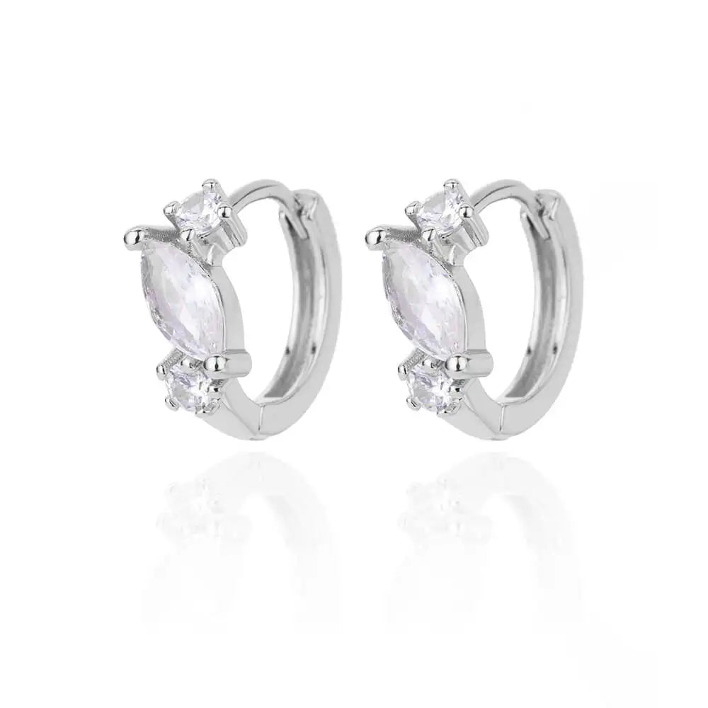 Zircon Round Hoop Earrings for Women Stainless Steel Round Circle Heart Evil Blue Earring Female Fashion Party Jewelry Gift BFF