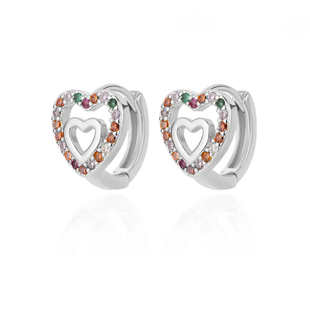 Zircon Round Hoop Earrings for Women Stainless Steel Round Circle Heart Evil Blue Earring Female Fashion Party Jewelry Gift BFF