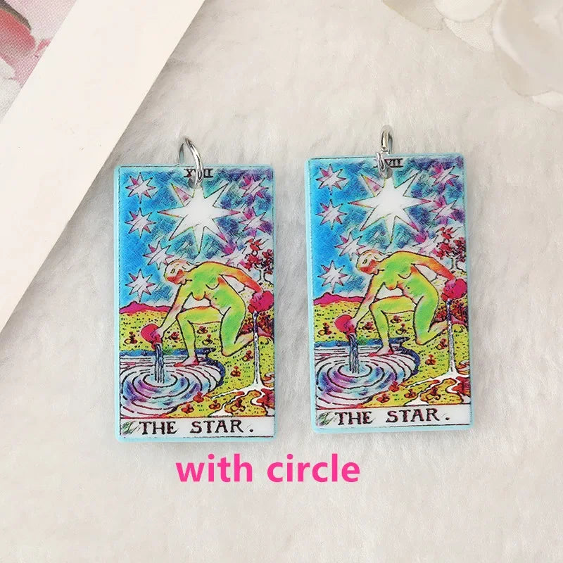 8Pcs /Lot Tarot Card Charms Creative Acrylic Sun Moon And Lovers Jewelry For Necklace Keychain Diy