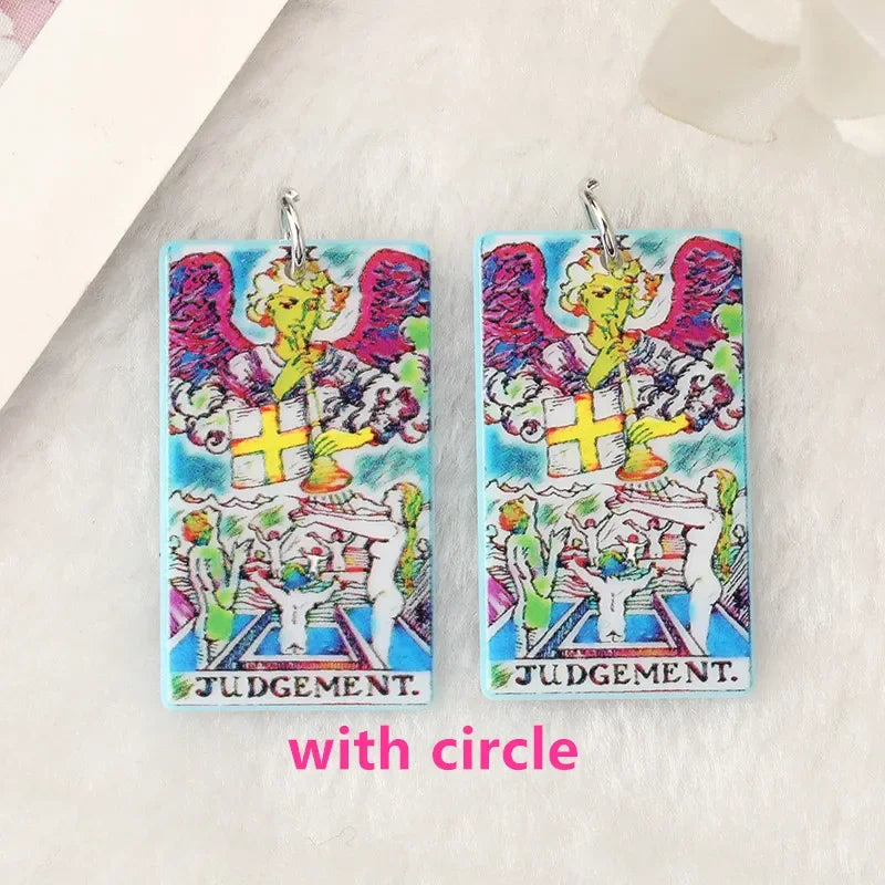 8Pcs /Lot Tarot Card Charms Creative Acrylic Sun Moon And Lovers Jewelry For Necklace Keychain Diy