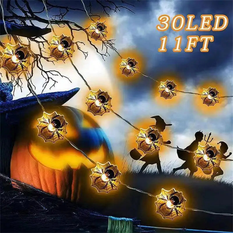 Halloween Pumpkin Bat Spider Light String Ghost Festival Party Favor Trick Or Treat Happy Halloween Day Decor For Home 2024