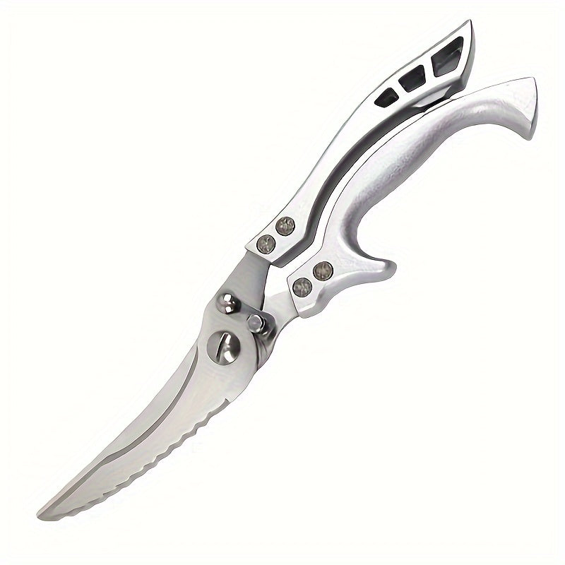 1pc Stainless Steel Kitchen Scissors - Ultra-Sharp & Rust-Resistant - Multipurpose for Fish, Meat, Chicken, Fruits, Vegetables - Durable Ergonomic Design - Essential Kitchen Tool