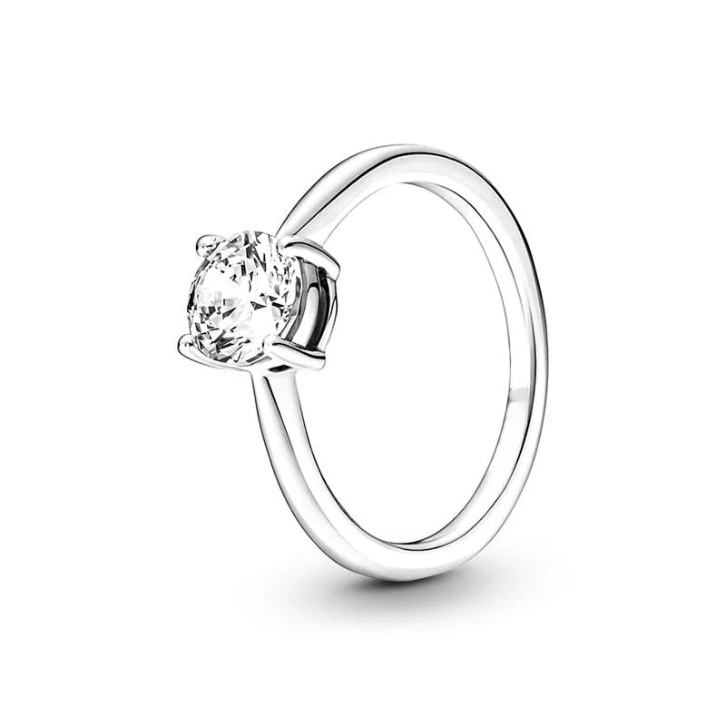 New 925 Silver Ring Sparkling Crown Solitaire Ring Double Heart Ring For Women Engagement Ring Jewelry Anniversary Gift
