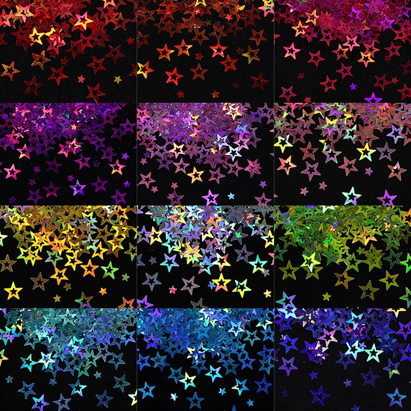 Ultra-thin Holographic Glitter Flakes For Epoxy Resin Mold Filling Hollow Star Sequins Craft DIY Accessories Nail Art Decoration